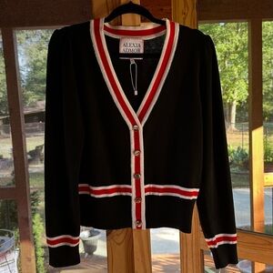 Alexia Admore women’s button down lightweight sweater. XL. Black, red, white
